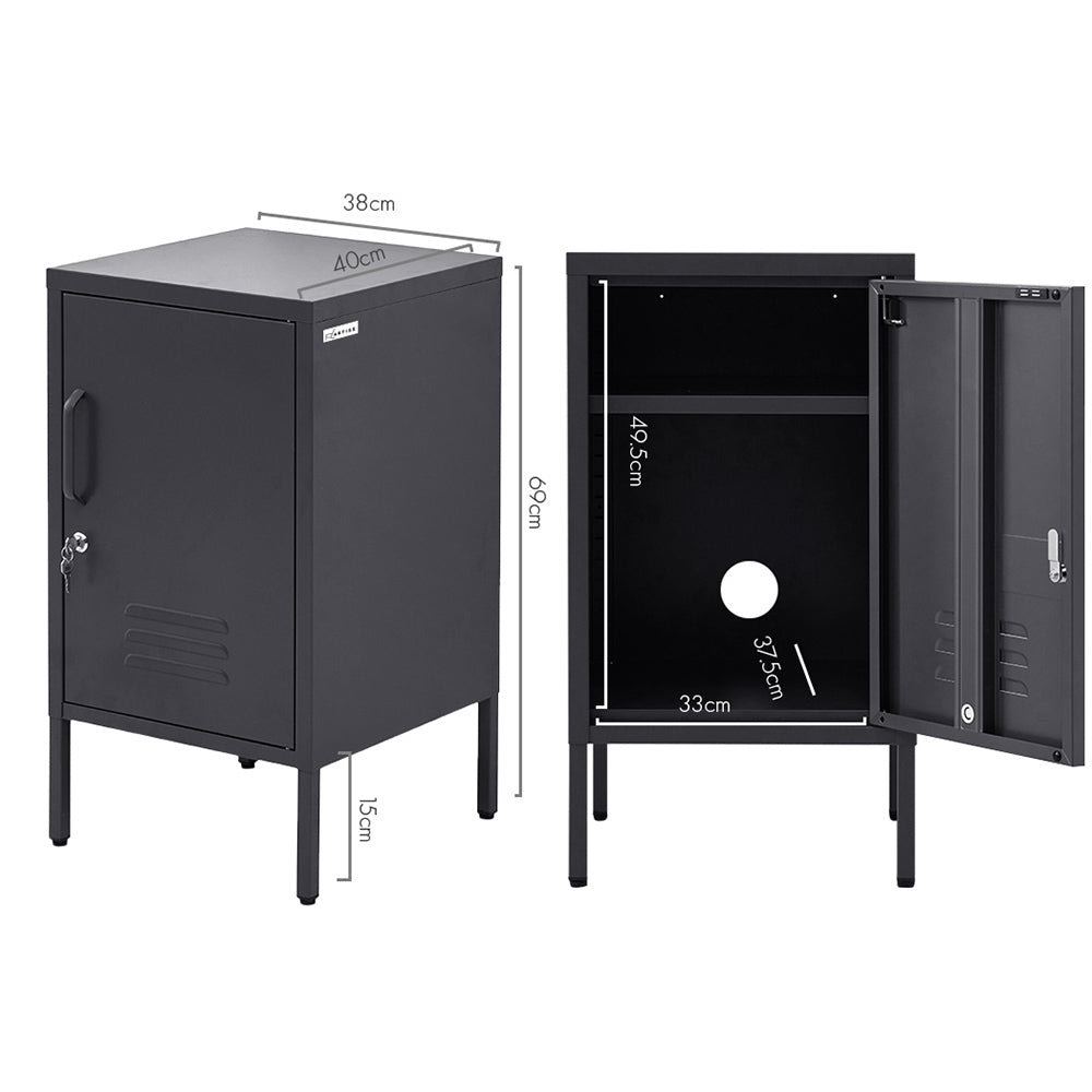 Artiss Mini Lockable Steel Storage Cabinet – Charcoal Black