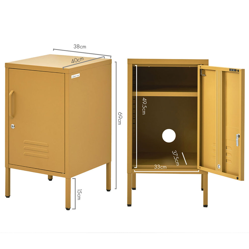 Artiss Mini Lockable Steel Storage Cabinet – Amber Yellow