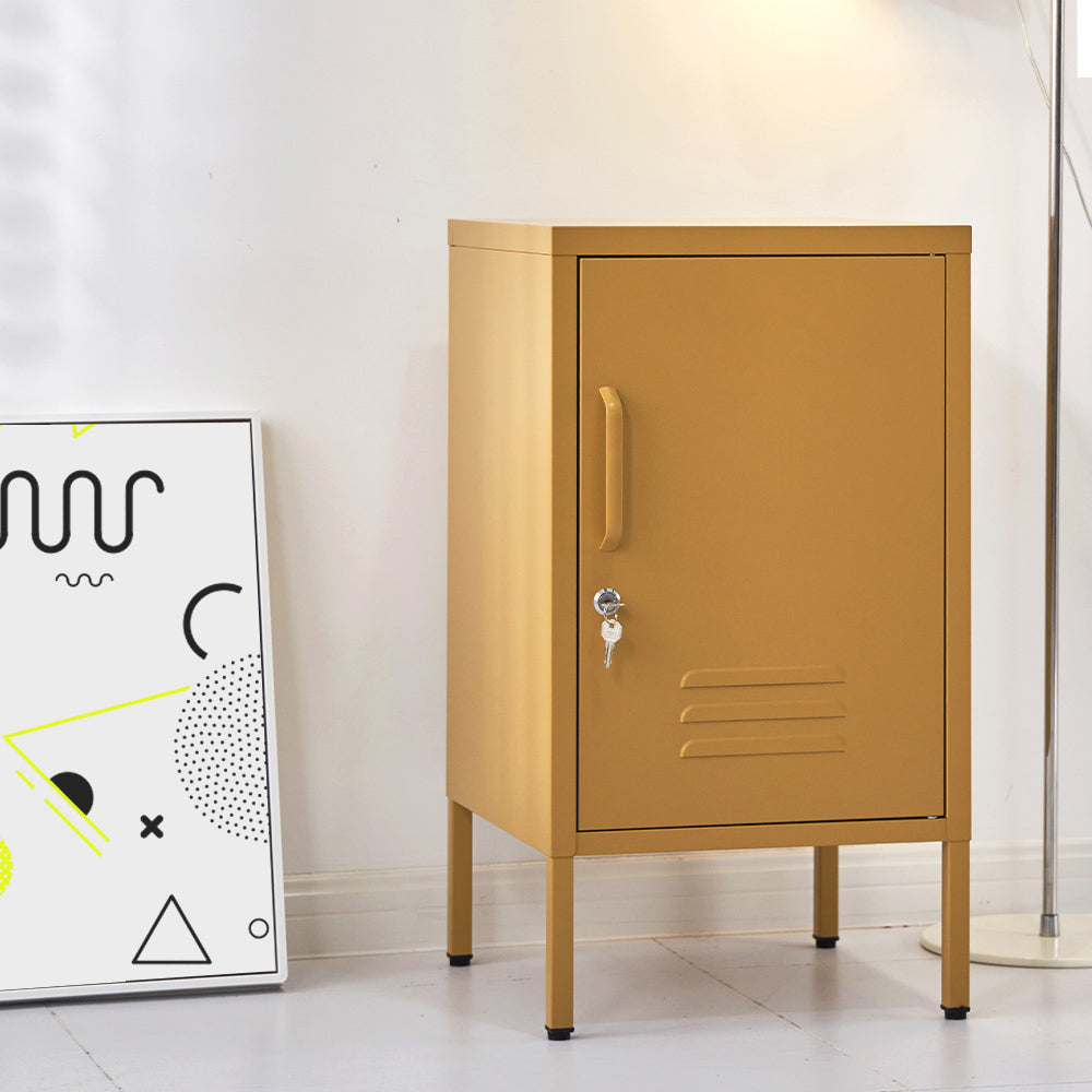 Artiss Mini Lockable Steel Storage Cabinet – Amber Yellow