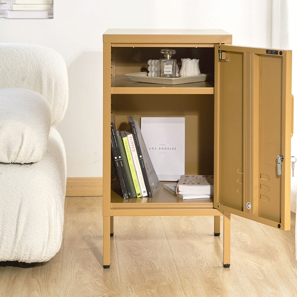 Artiss Mini Lockable Steel Storage Cabinet – Amber Yellow