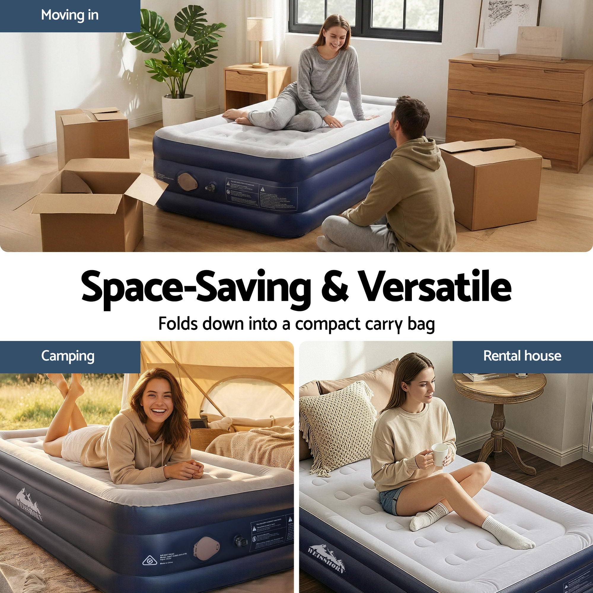 Weisshorn Air Mattress Single Inflatable Bed 46cm Air bed Cube
