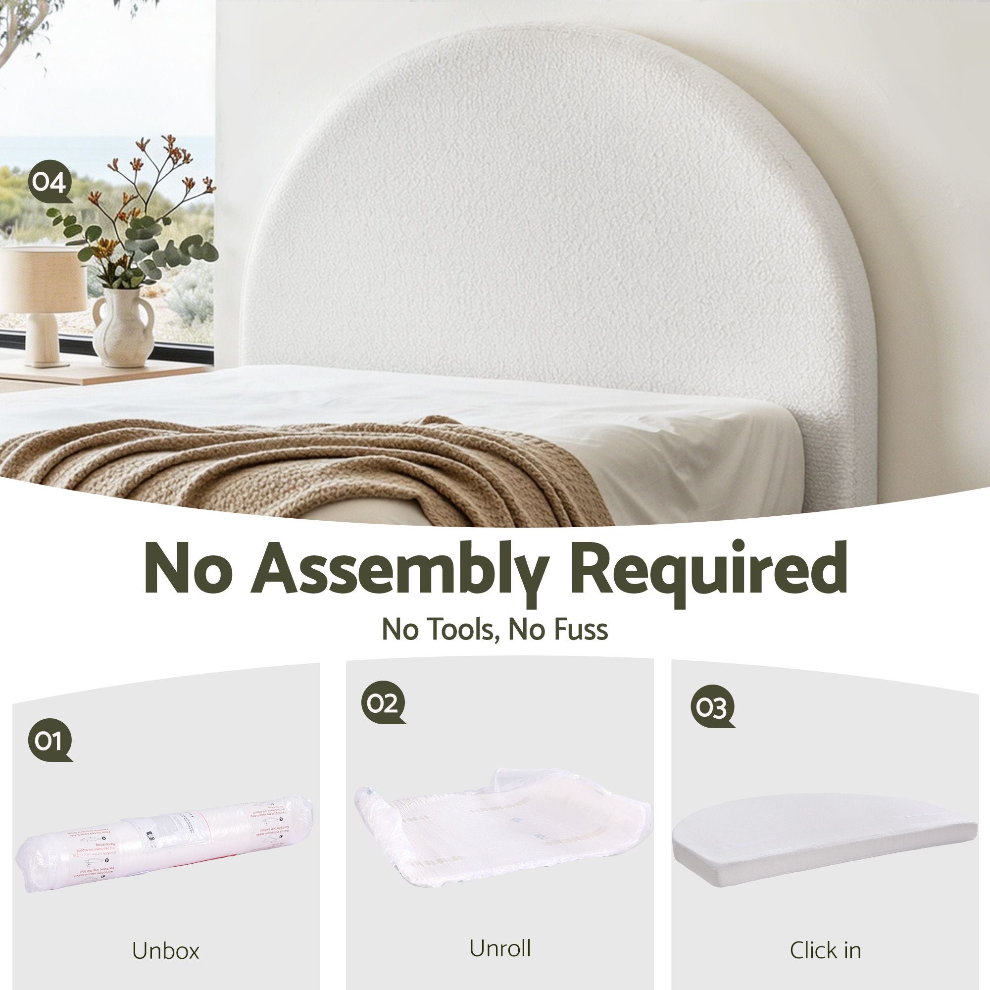 Artiss Double Foam Headboard with Removable Teddy-Velvet Cover – 154 cm