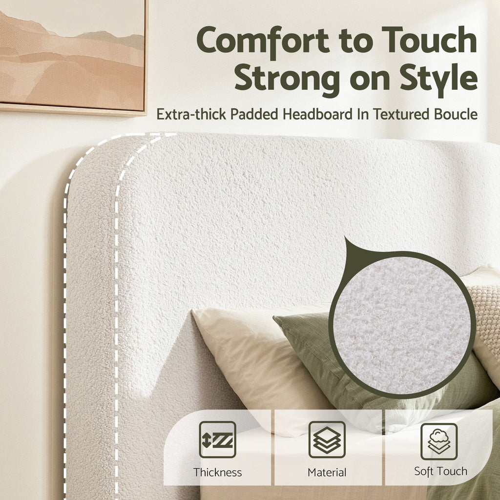 Artiss Queen Bouclé Foam Bedhead – 172cm