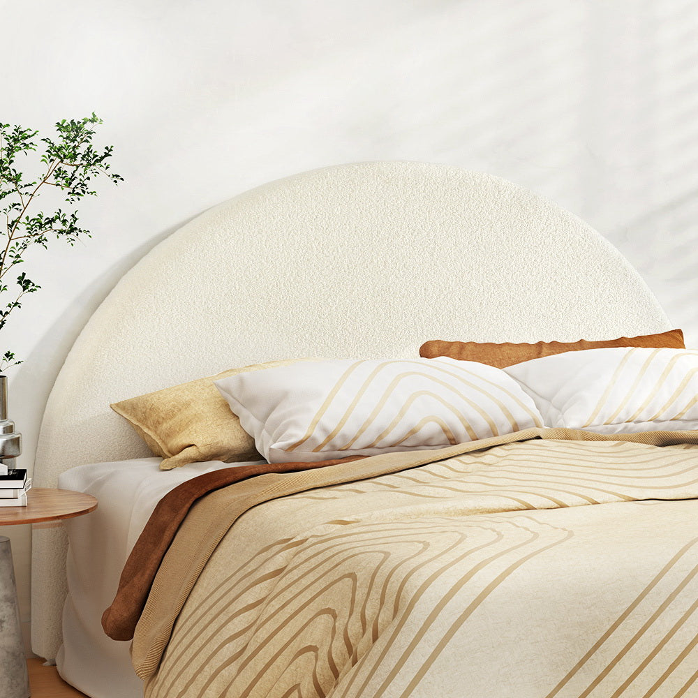 GREI King Bouclé Headboard – White | Artiss