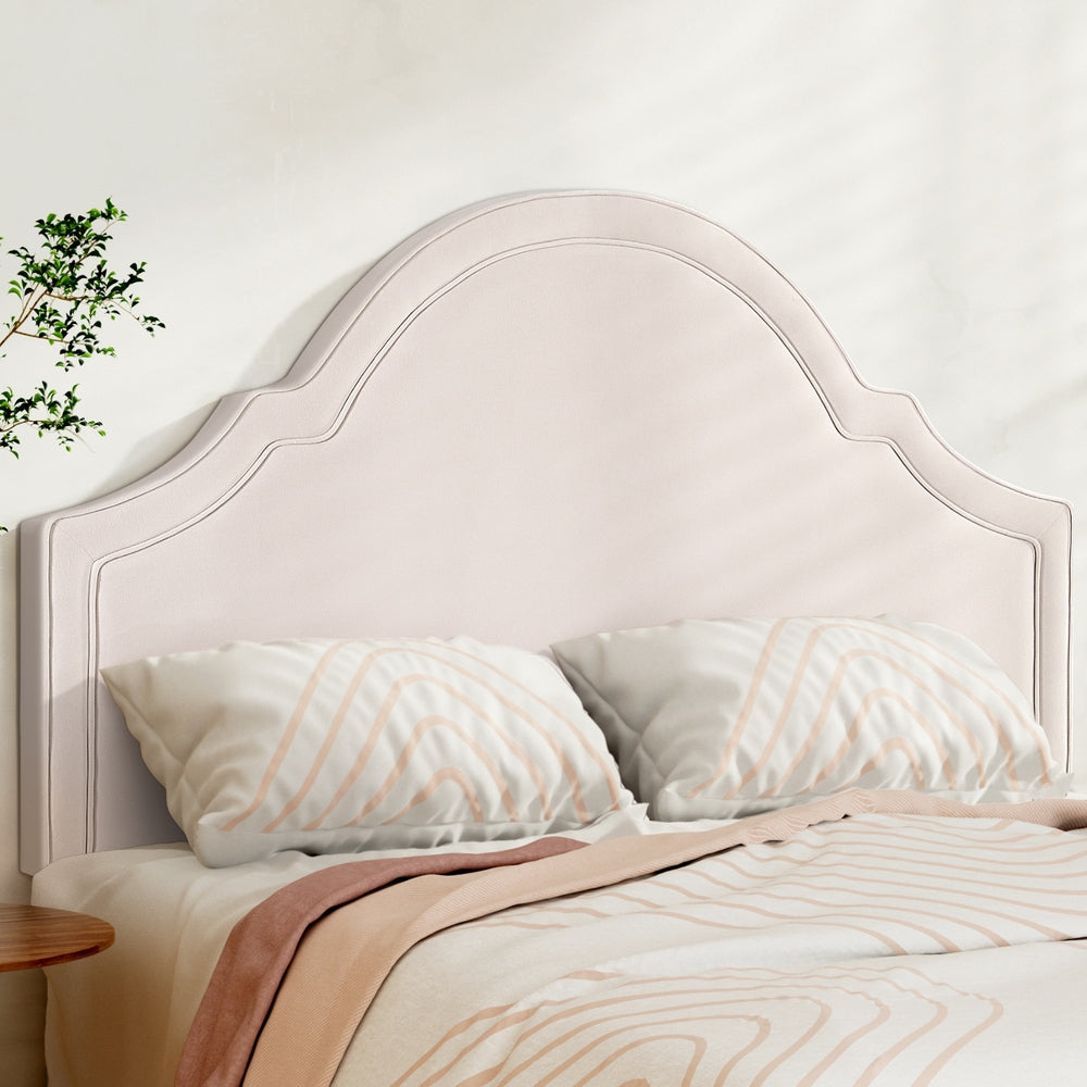 Artiss Iris Queen Velvet Headboard – Beige