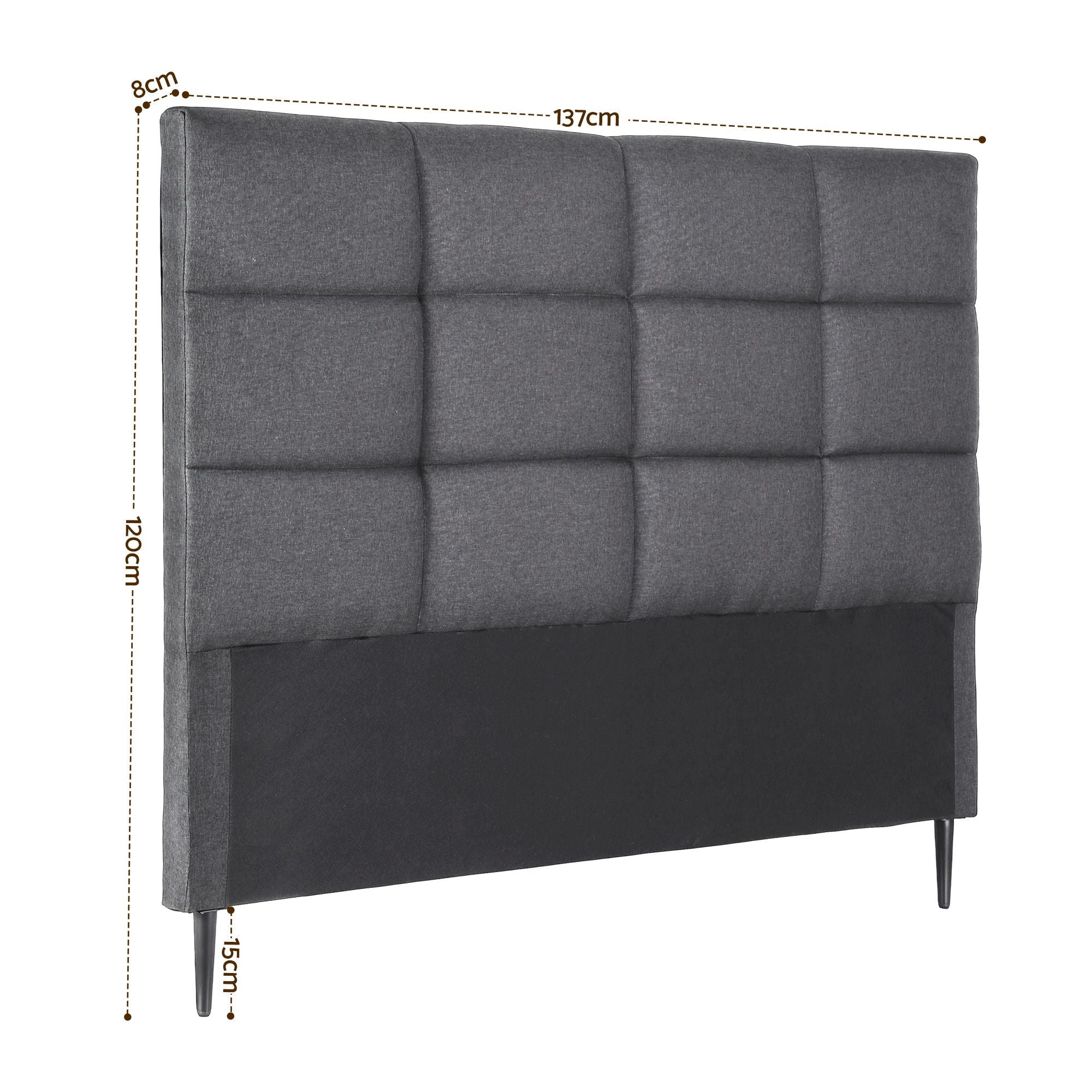 Artiss Double Linen Grid-Tufted Bedhead – Charcoal