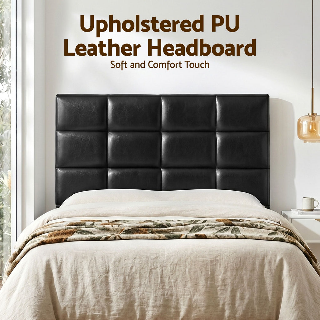 Artiss Queen PU Leather Grid-Tufted Bedhead – Black