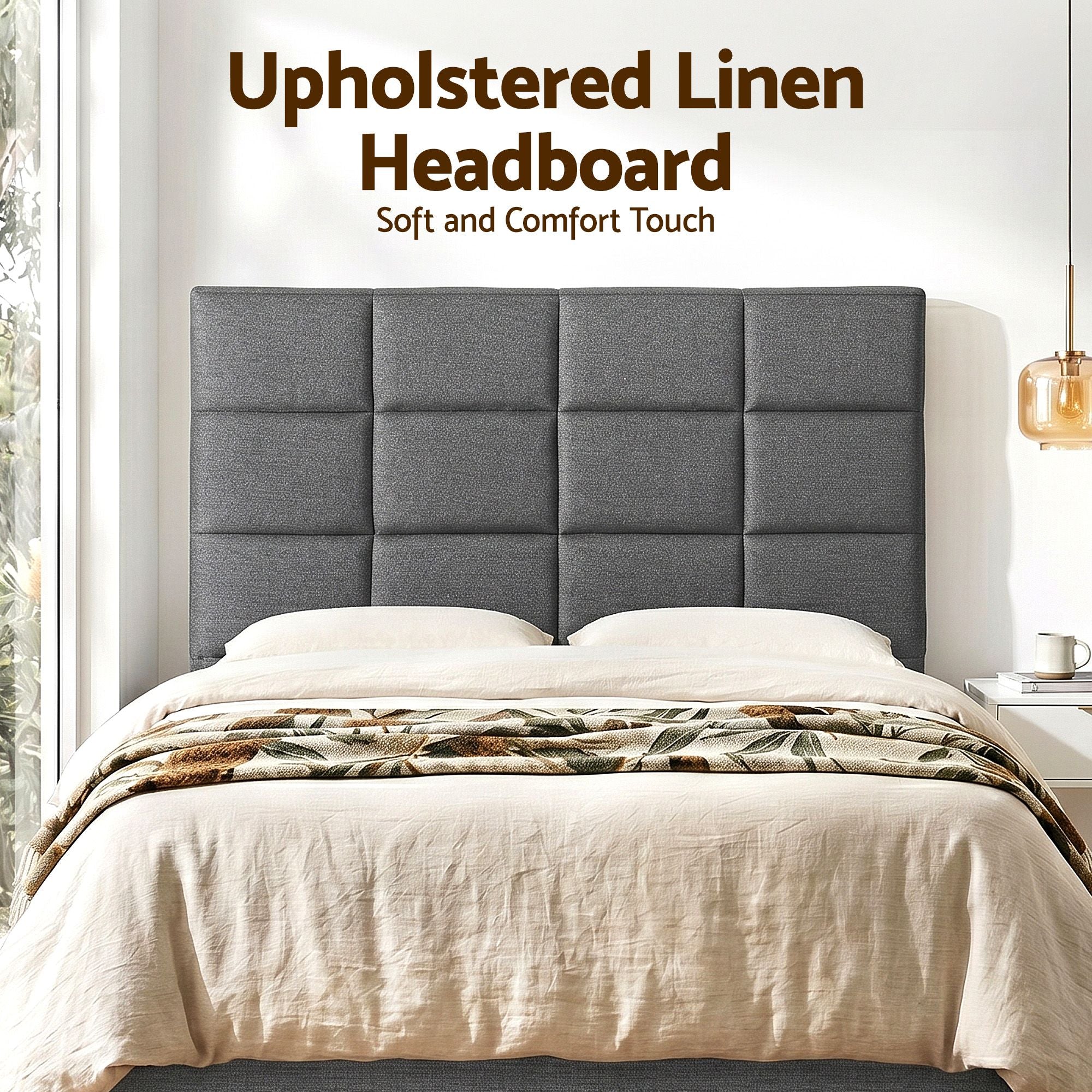 Artiss Upholstered Bed Headboard – Charcoal, Queen