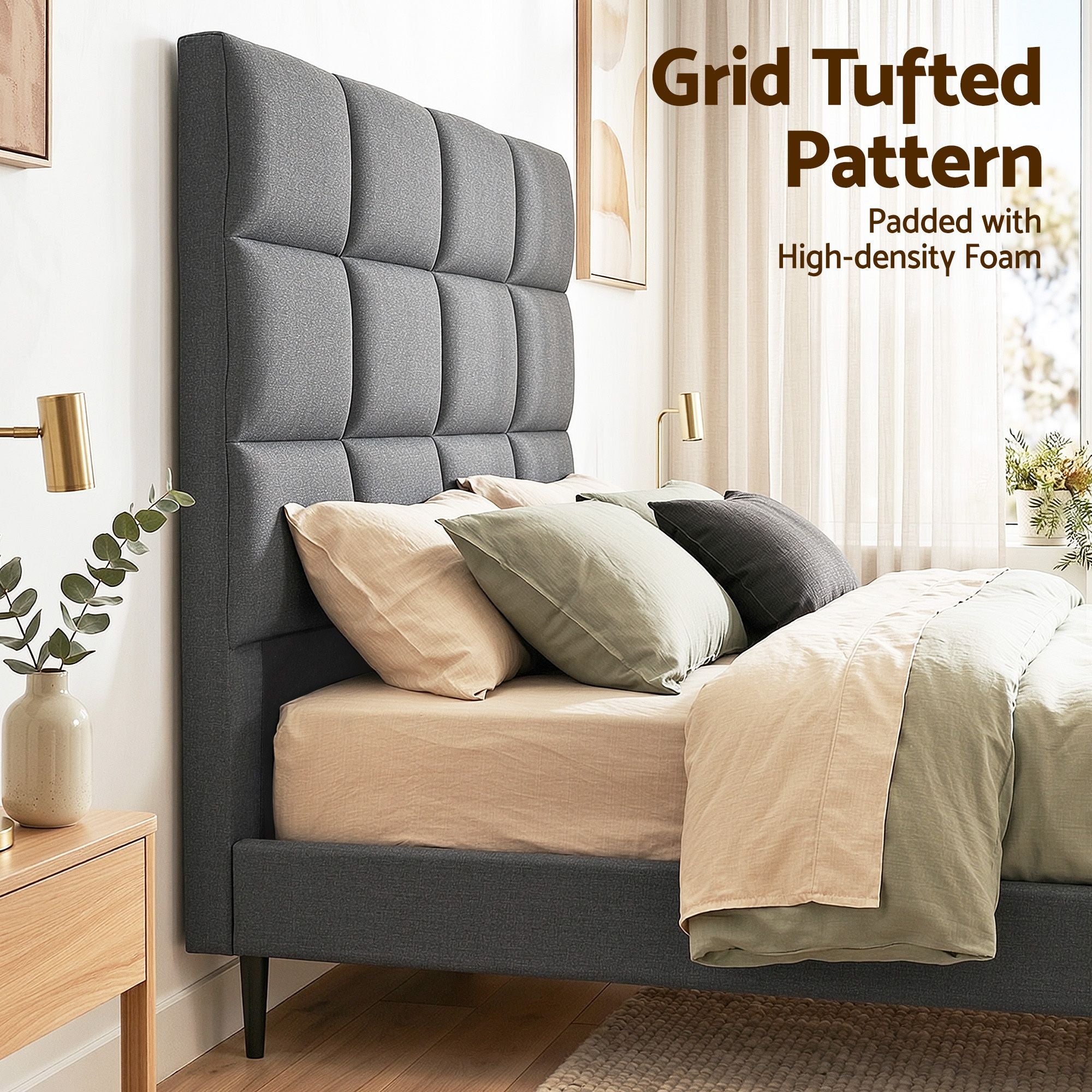 Artiss Upholstered Bed Headboard – Charcoal, Queen