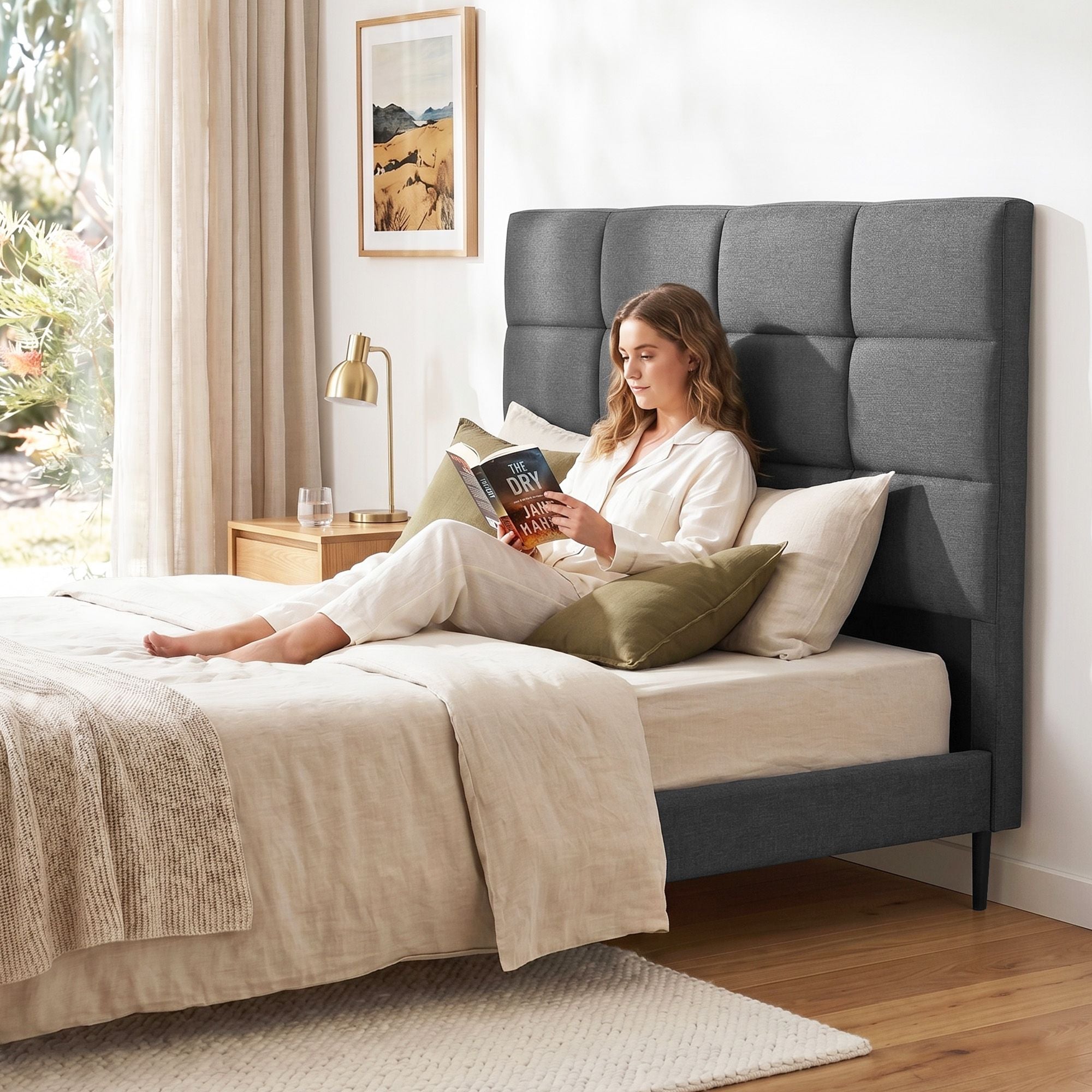 Artiss Upholstered Bed Headboard – Charcoal, Queen