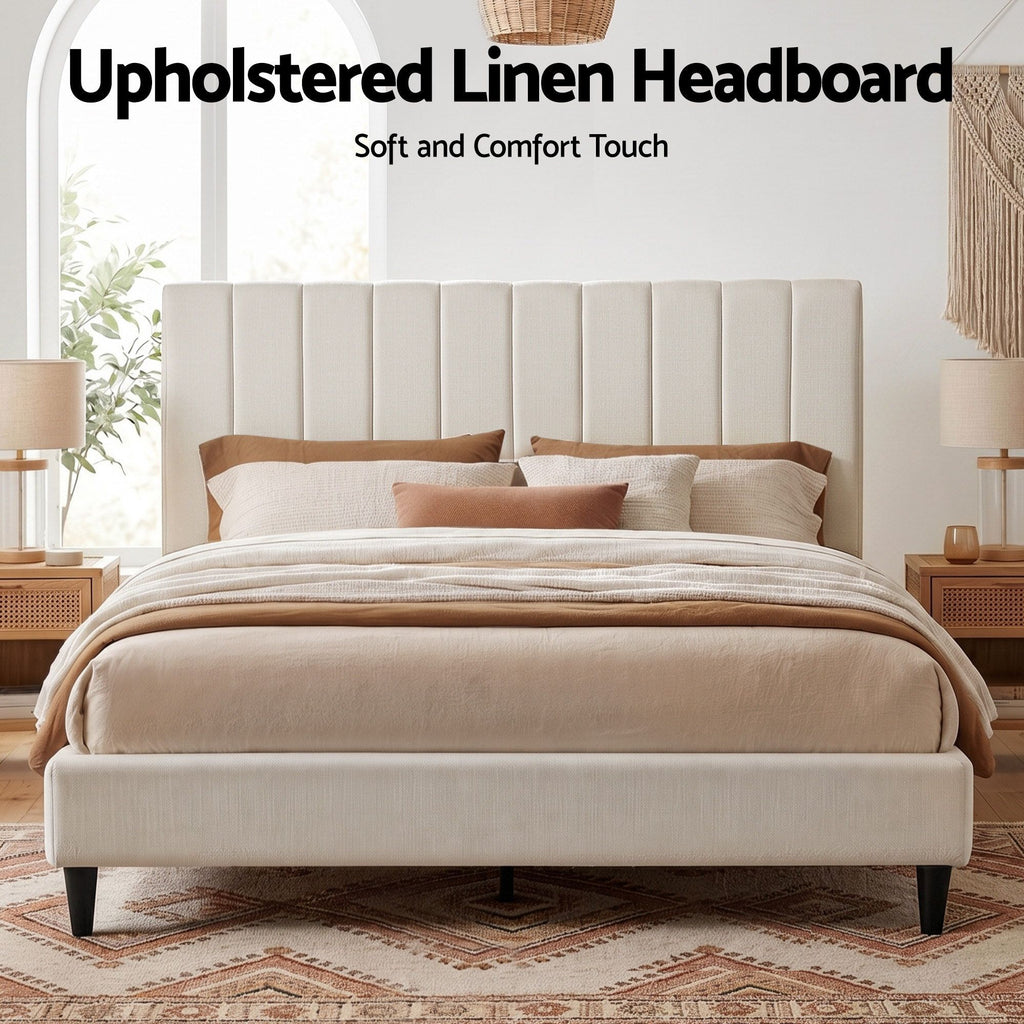 Artiss VELA King Linen Bedhead – Beige