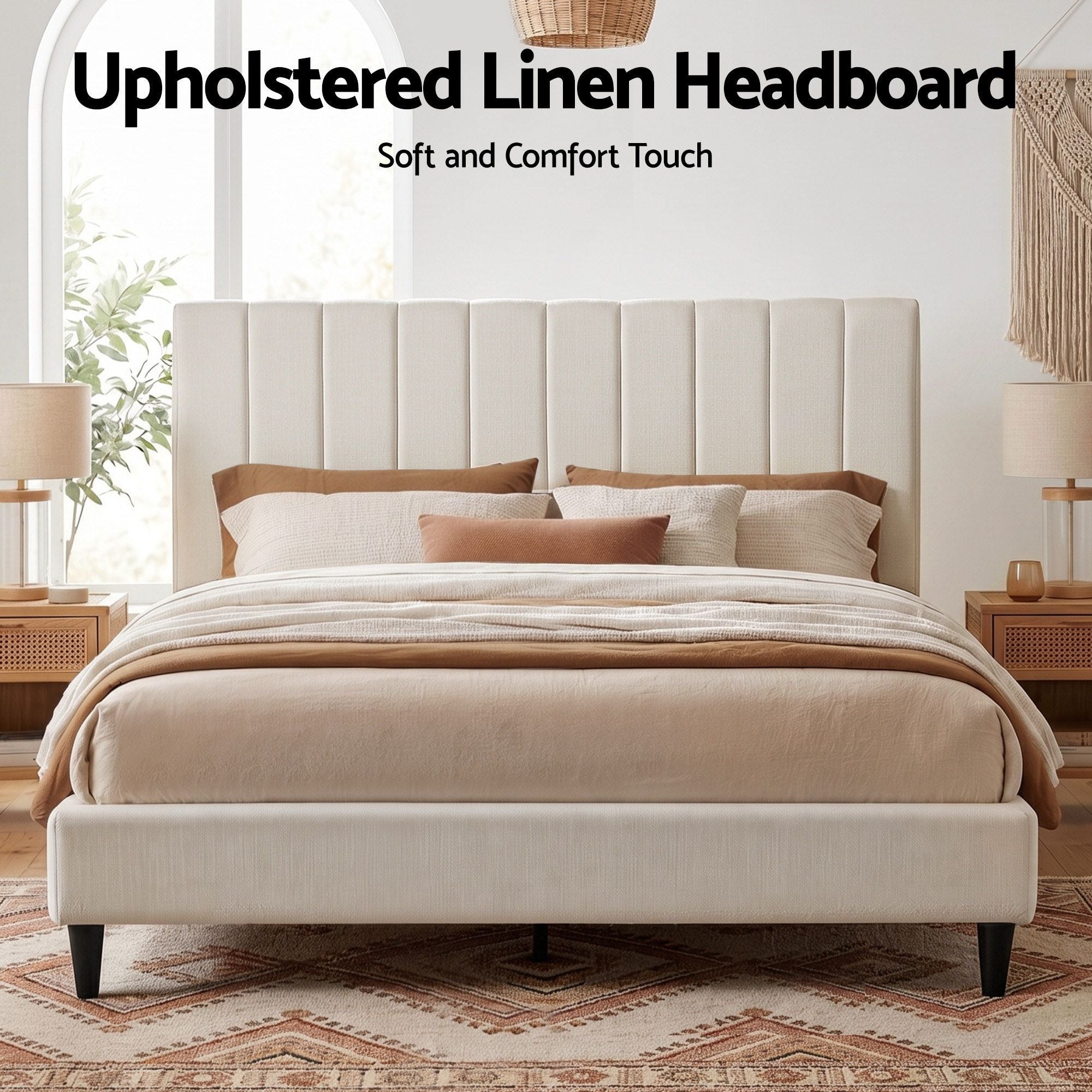 Artiss VELA King Linen Bedhead – Beige