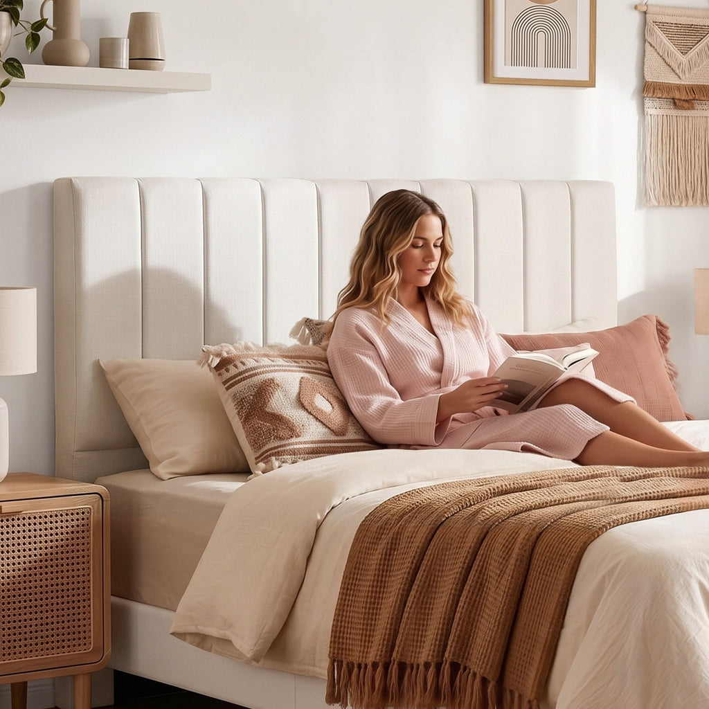 Artiss VELA King Linen Bedhead – Beige