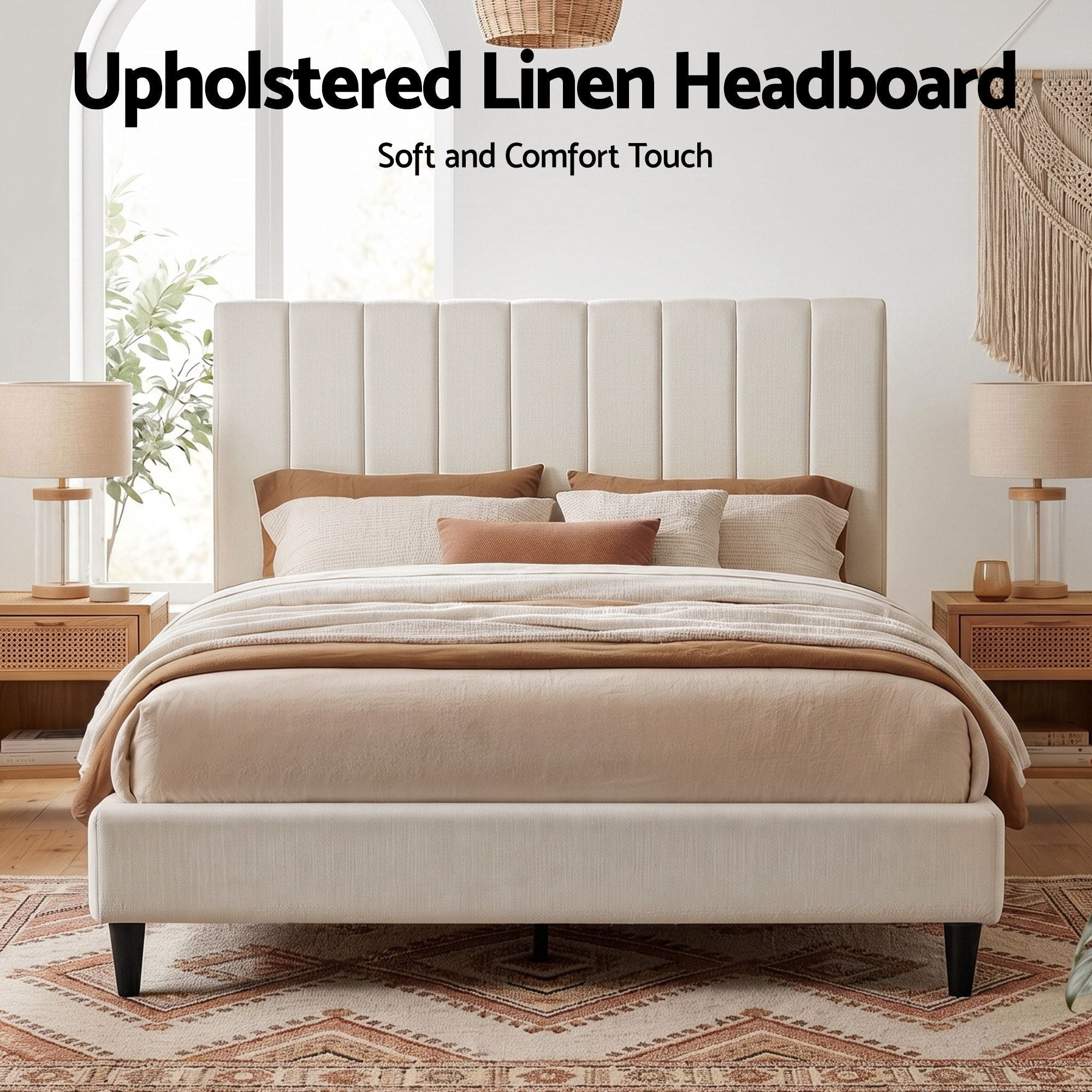 Artiss VELA Queen Linen Bedhead – Beige