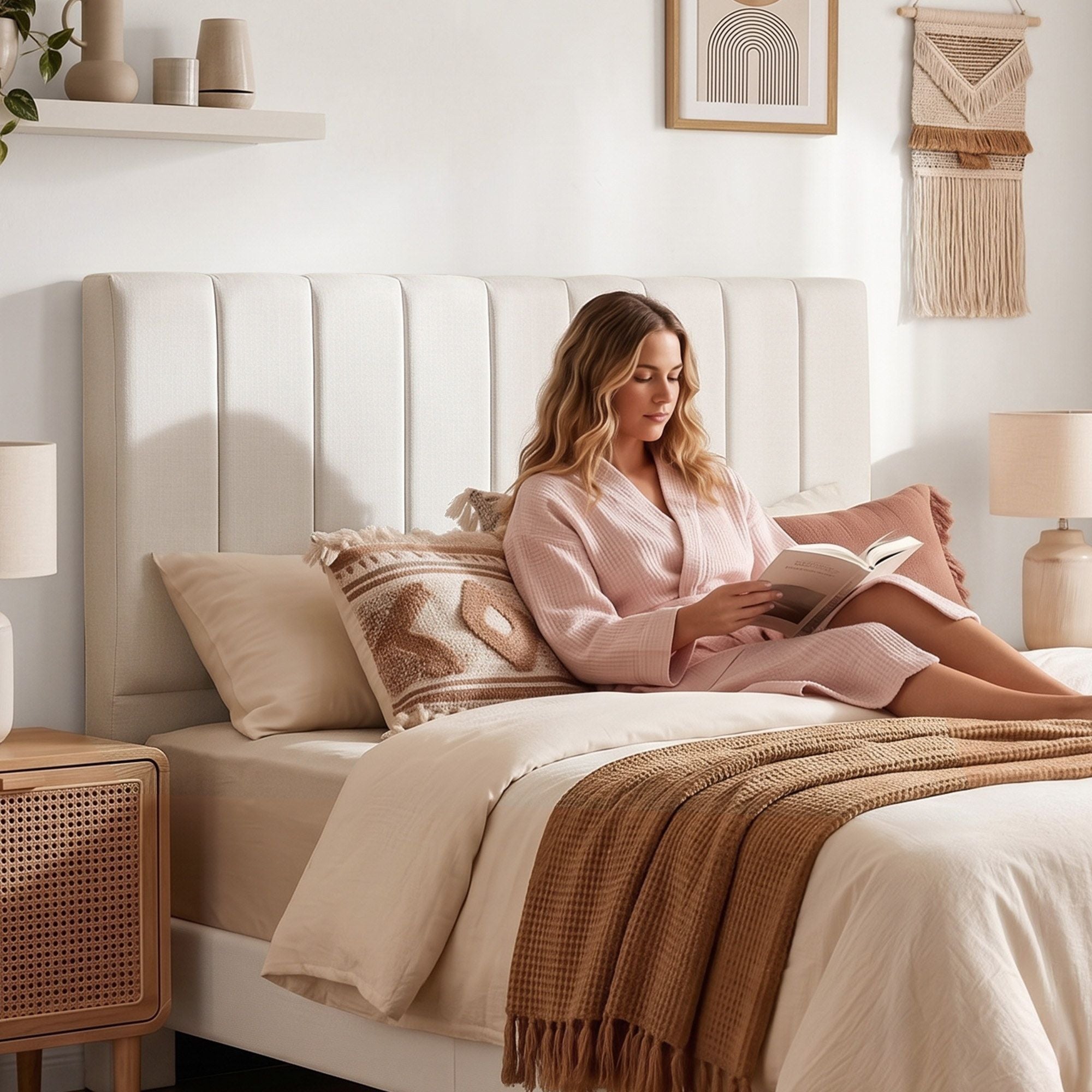 Artiss VELA Queen Linen Bedhead – Beige