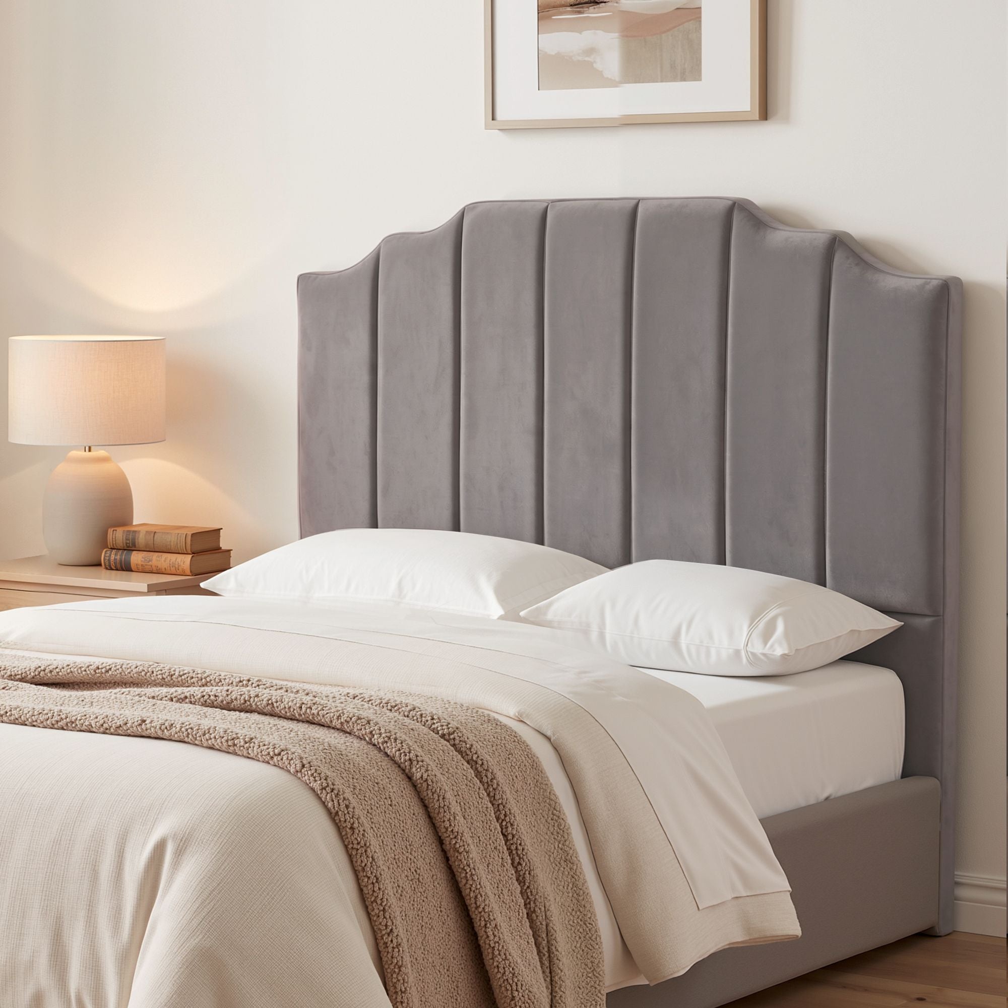 Artiss WING Double Velvet Bedhead – Grey