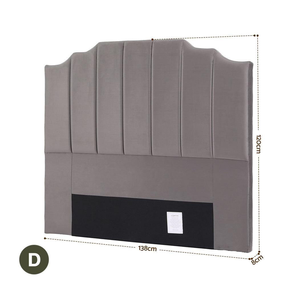 Artiss WING Double Velvet Bedhead – Grey