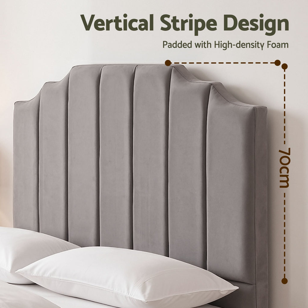 Artiss WING Double Velvet Bedhead – Grey