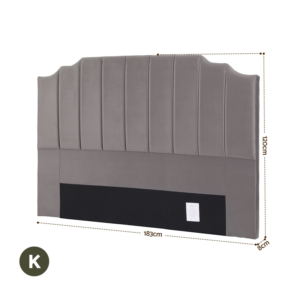 Artiss Upholstered Bed Headboard – Grey, King