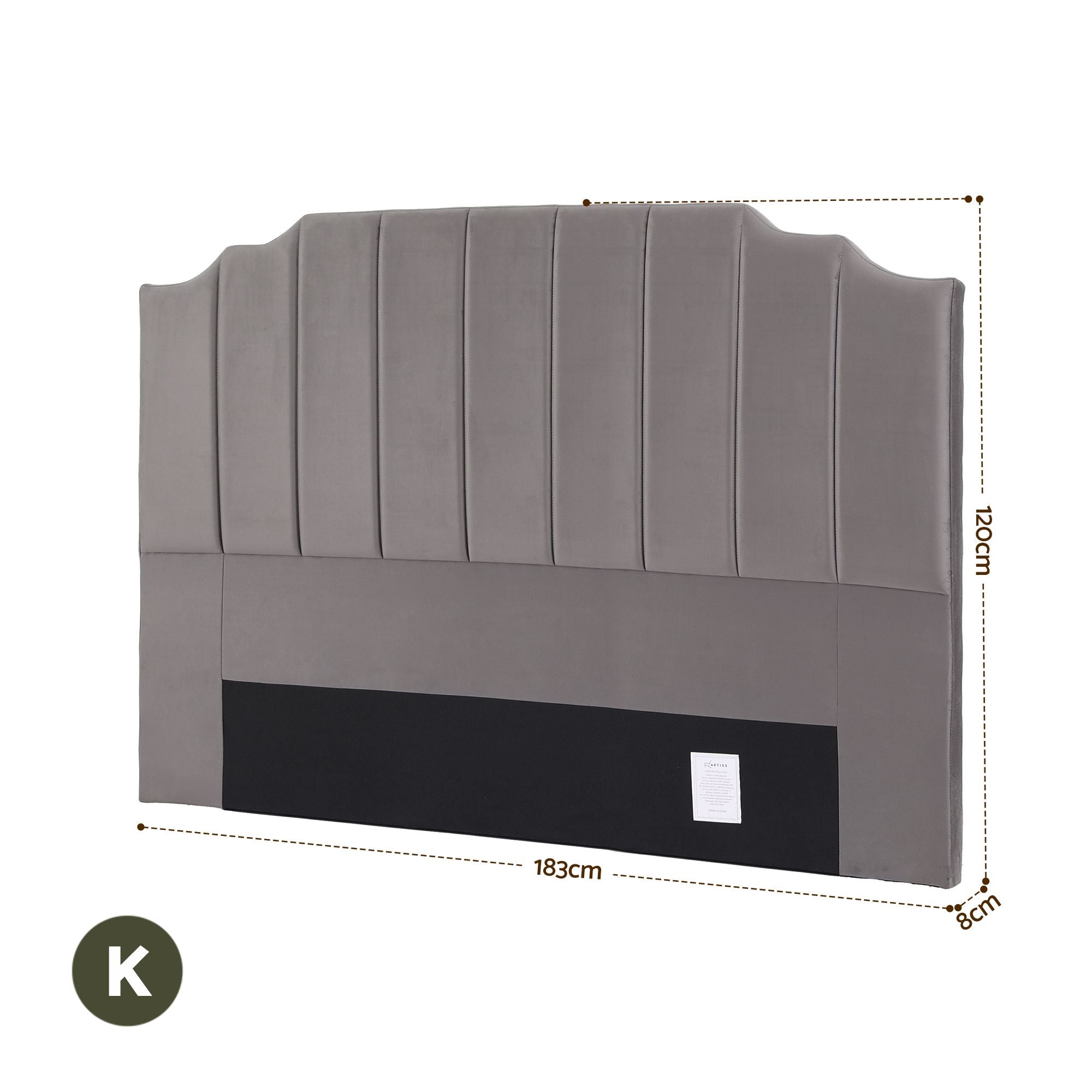 Artiss Upholstered Bed Headboard – Grey, King