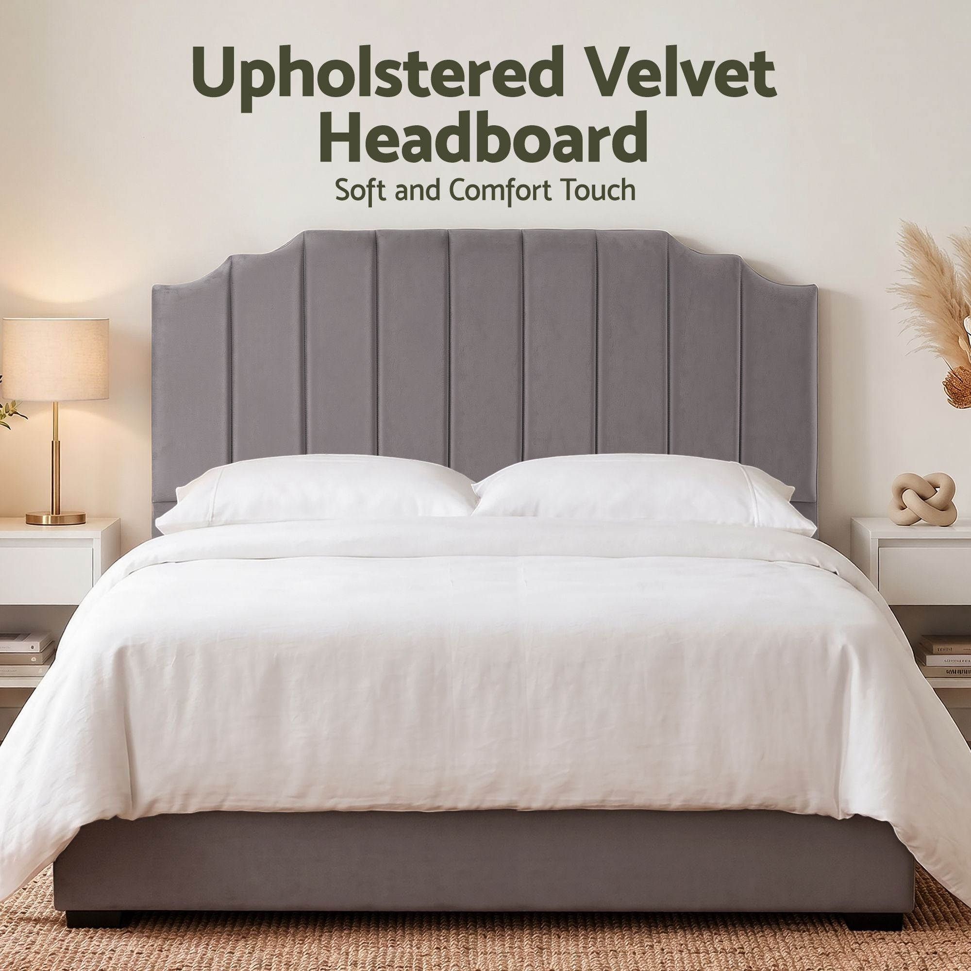 Artiss Upholstered Bed Headboard – Grey, King