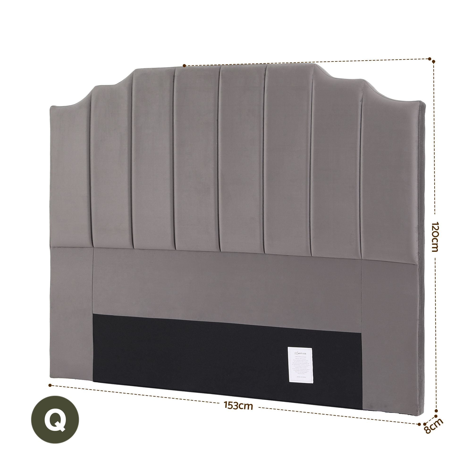 Artiss Upholstered Bed Headboard – Grey, Queen