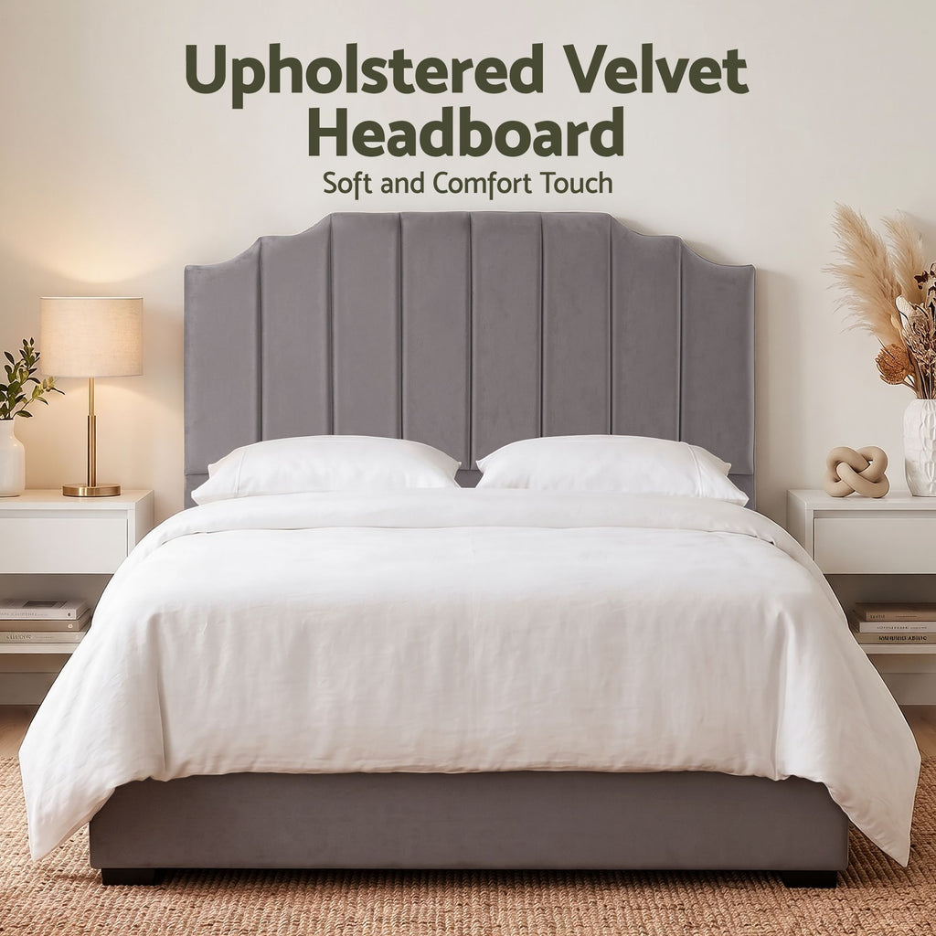 Artiss Upholstered Bed Headboard – Grey, Queen