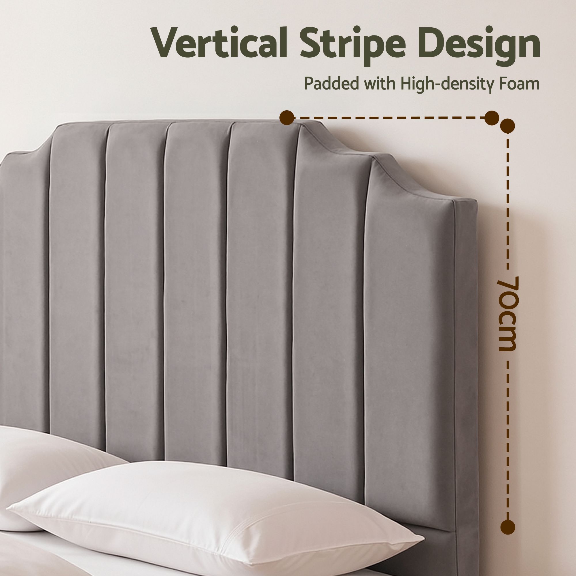 Artiss Upholstered Bed Headboard – Grey, Queen