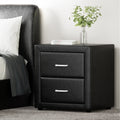 Artiss Caden PU-Leather-Look 2-Drawer Bedside Table – Black