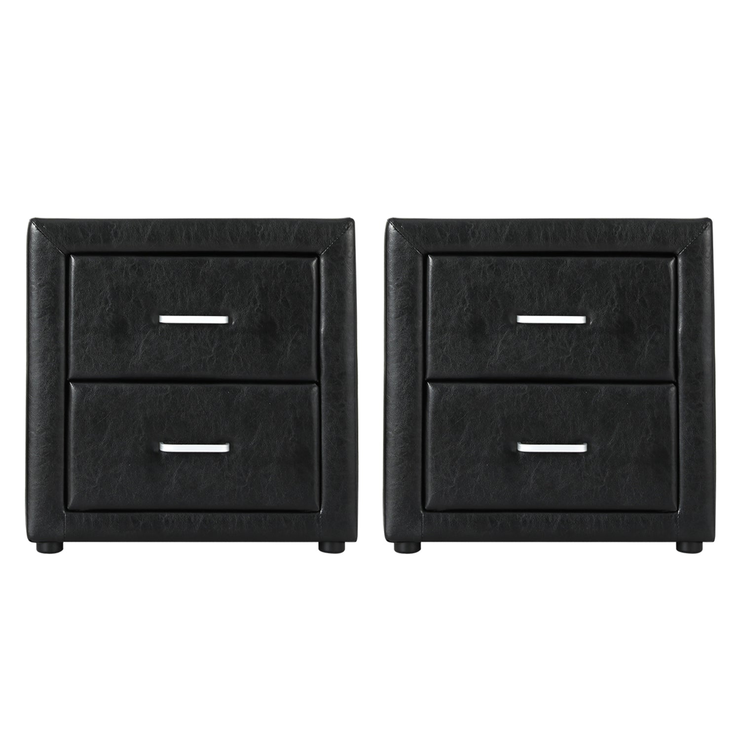 Artiss Caden PU-Leather Bedside Tables – Black, Set of 2