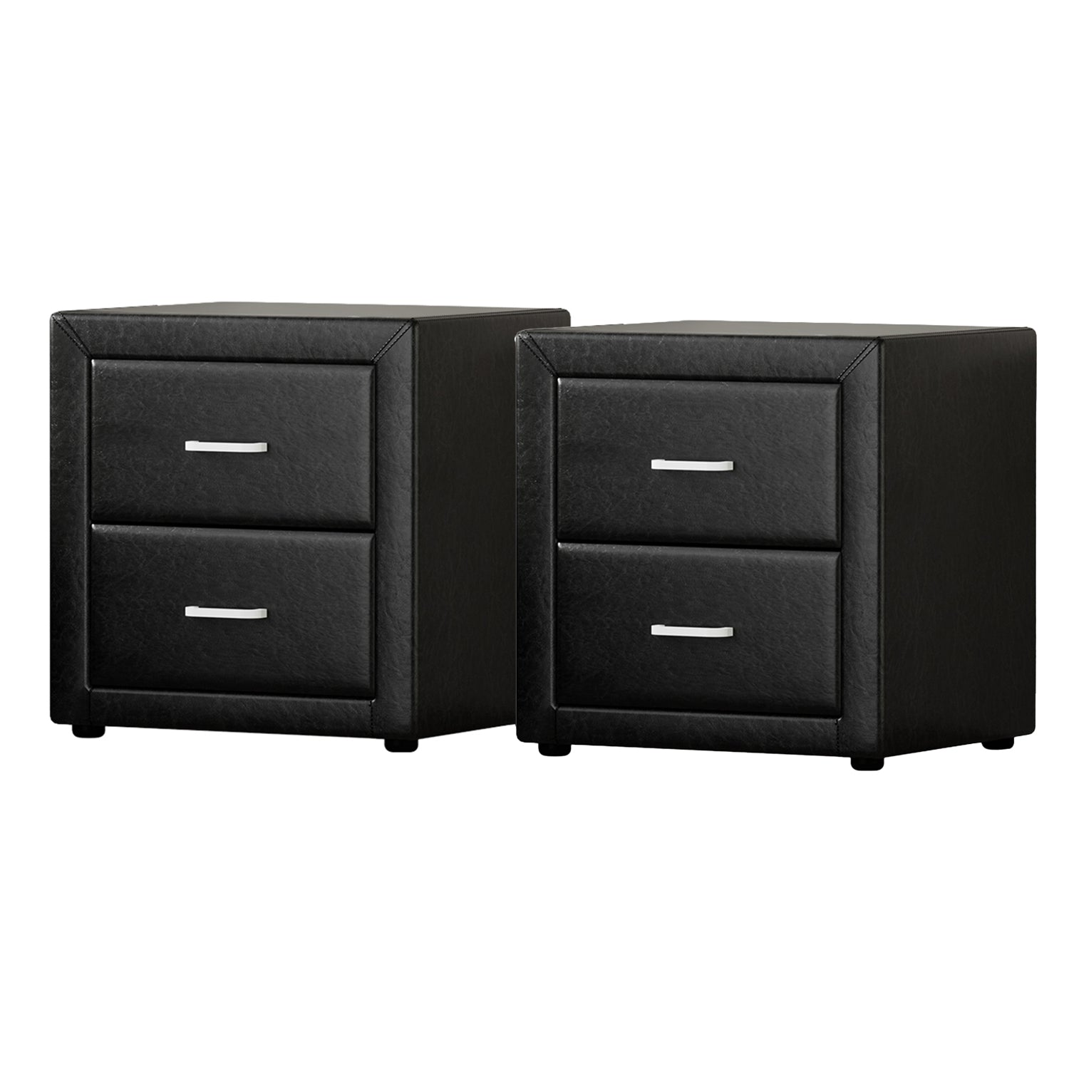 Artiss Caden PU-Leather Bedside Tables – Black, Set of 2
