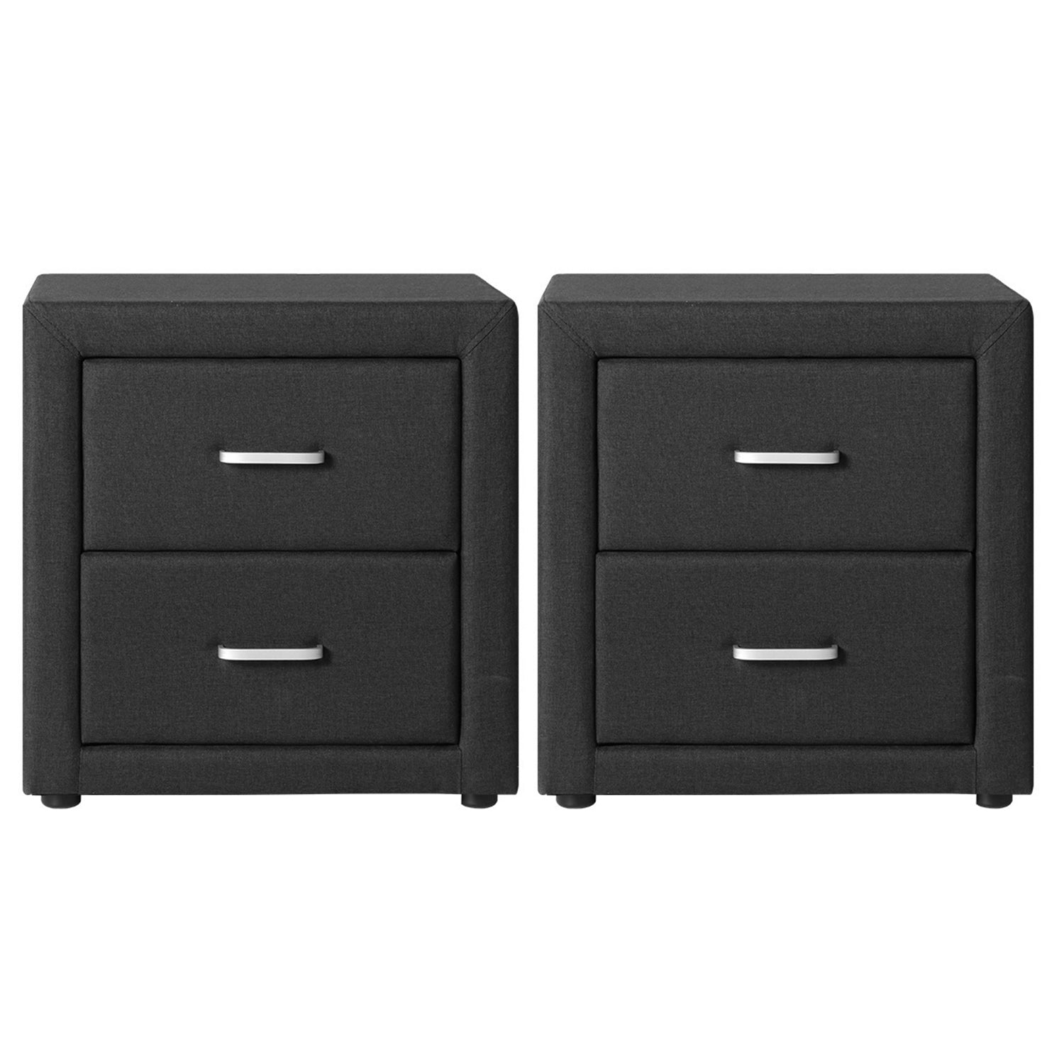 Artiss Caden Faux-Linen Bedside Tables – Charcoal, Set of 2