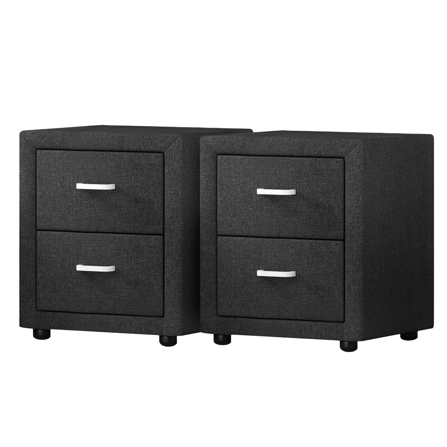 Artiss Caden Faux-Linen Bedside Tables – Charcoal, Set of 2
