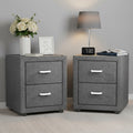 Artiss Caden Faux-Linen Bedside Tables – Grey, Set of 2