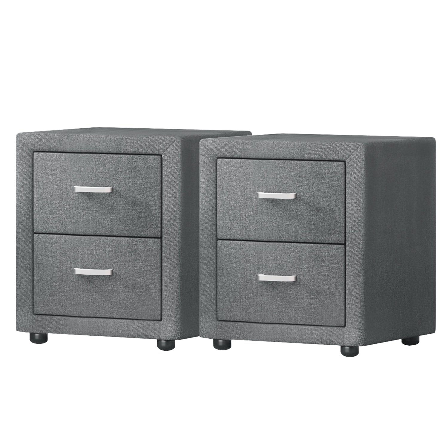 Artiss Caden Faux-Linen Bedside Tables – Grey, Set of 2