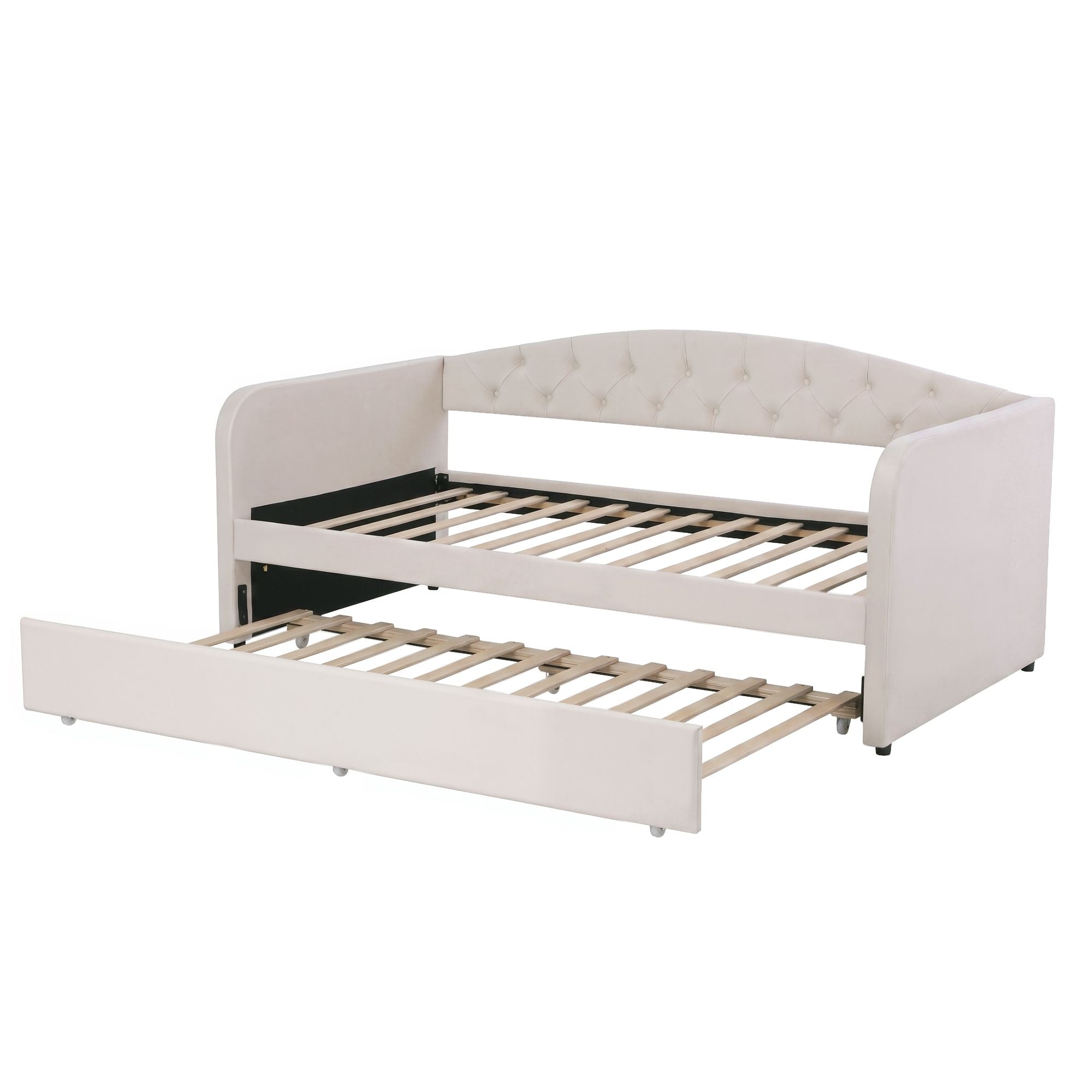 Artiss Velvet Single Daybed with Pull-Out Trundle – Grey