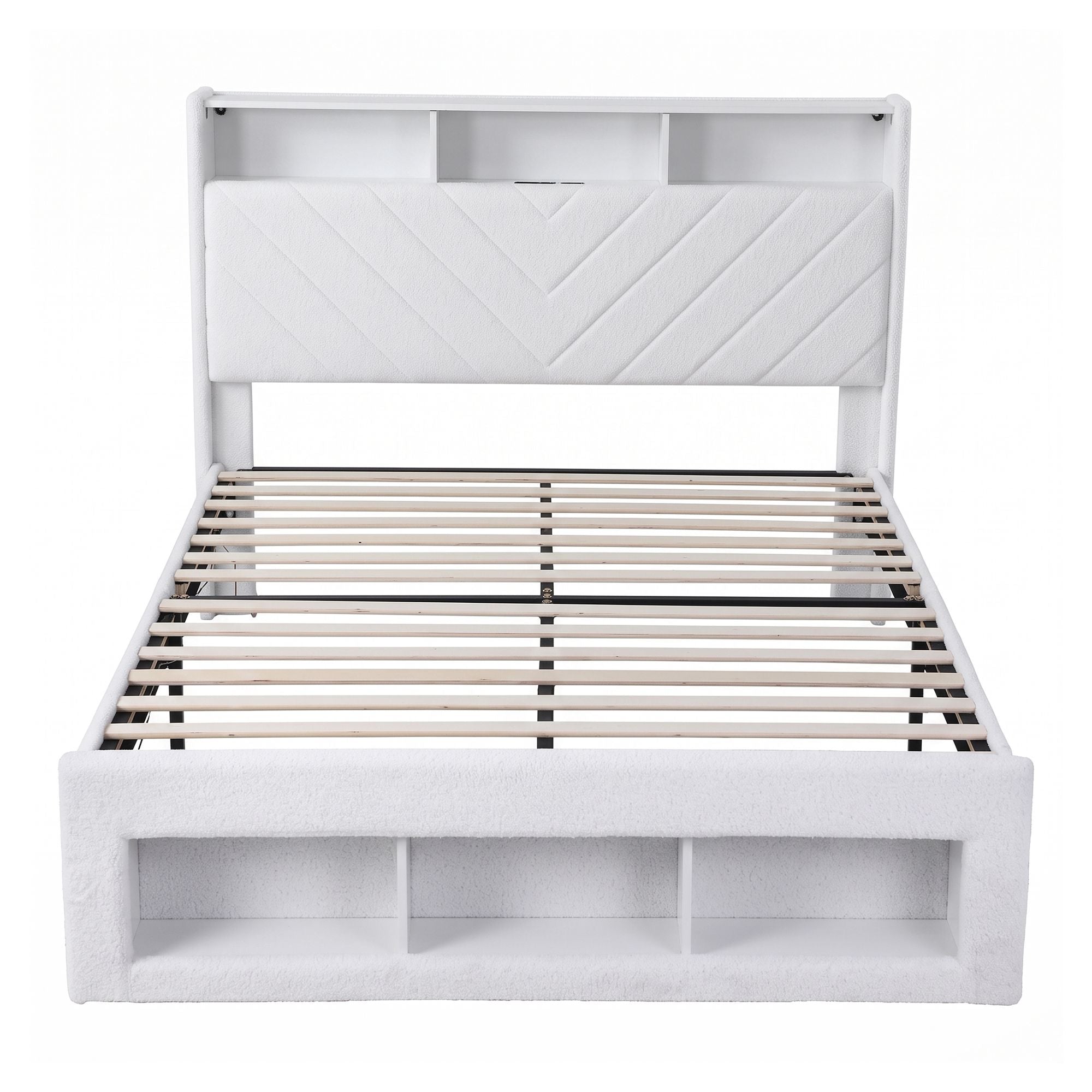 Artiss Queen Bed Frame with Storage, Charging Station and LED – White