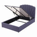Artiss Gas-Lift Double Bed Frame with Charging Ports – Grey-Blue