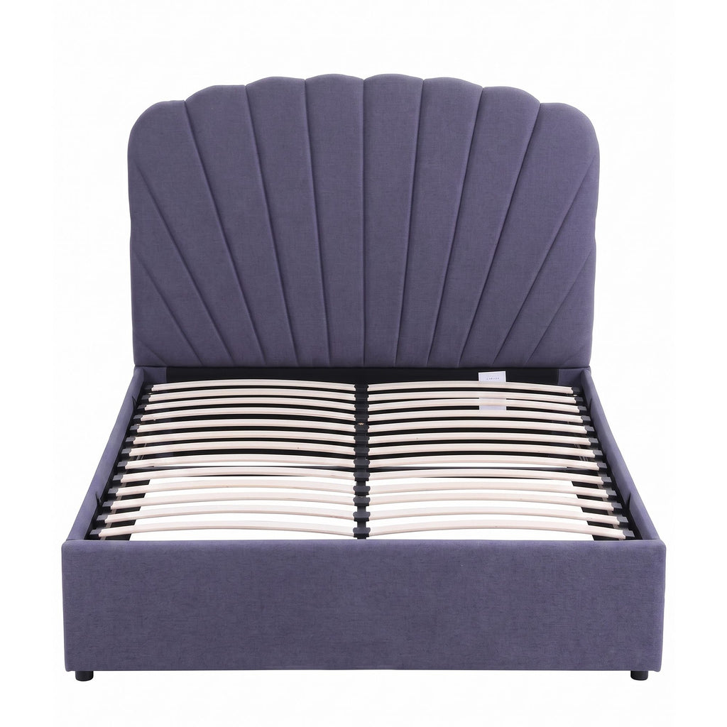 Artiss Gas-Lift Double Bed Frame with Charging Ports – Grey-Blue