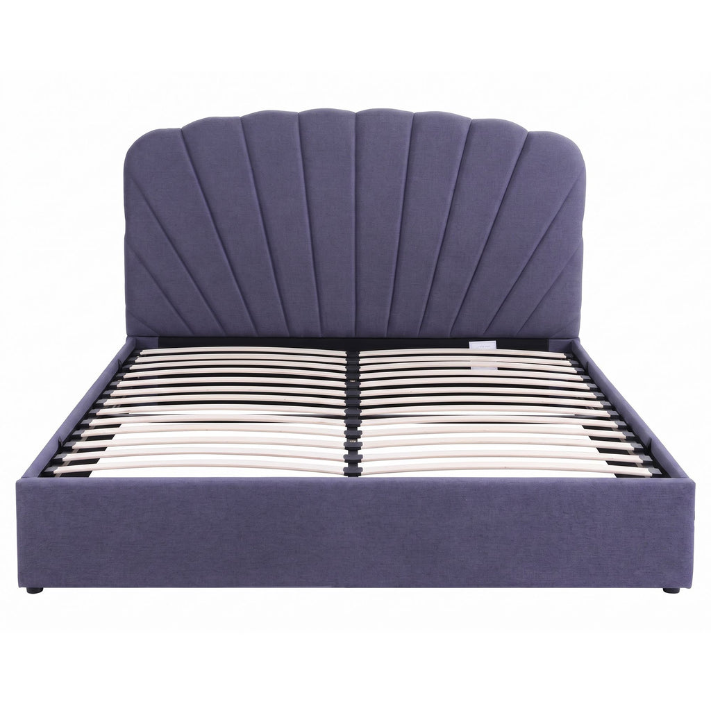 Artiss Gas-Lift King Bed Frame with Charging Ports – Grey-Blue