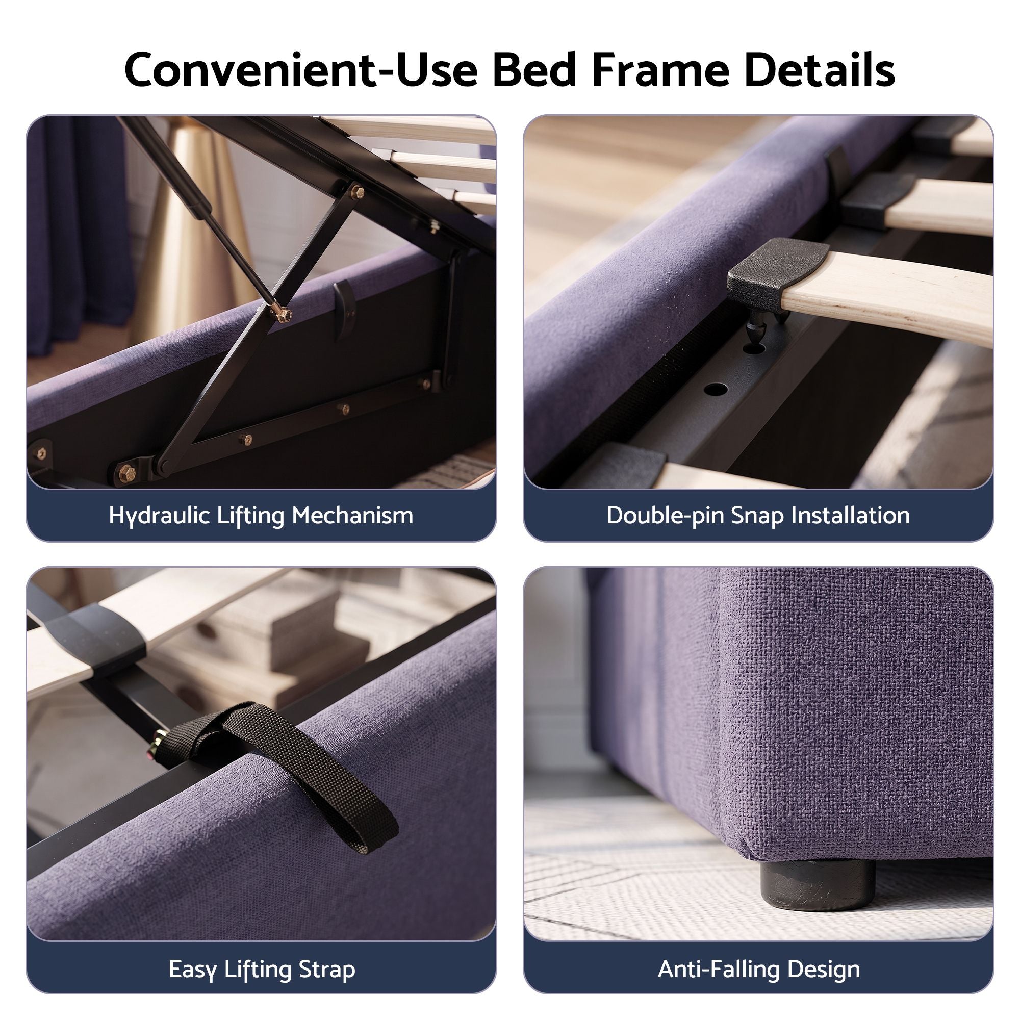 Artiss Gas-Lift King Bed Frame with Charging Ports – Grey-Blue