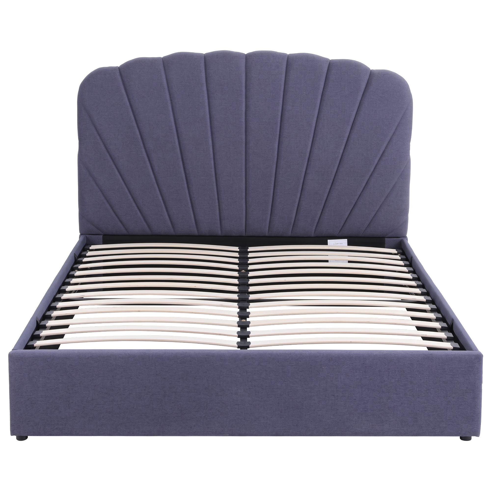 Artiss Gas-Lift Queen Bed Frame with Charging Ports – Grey-Blue