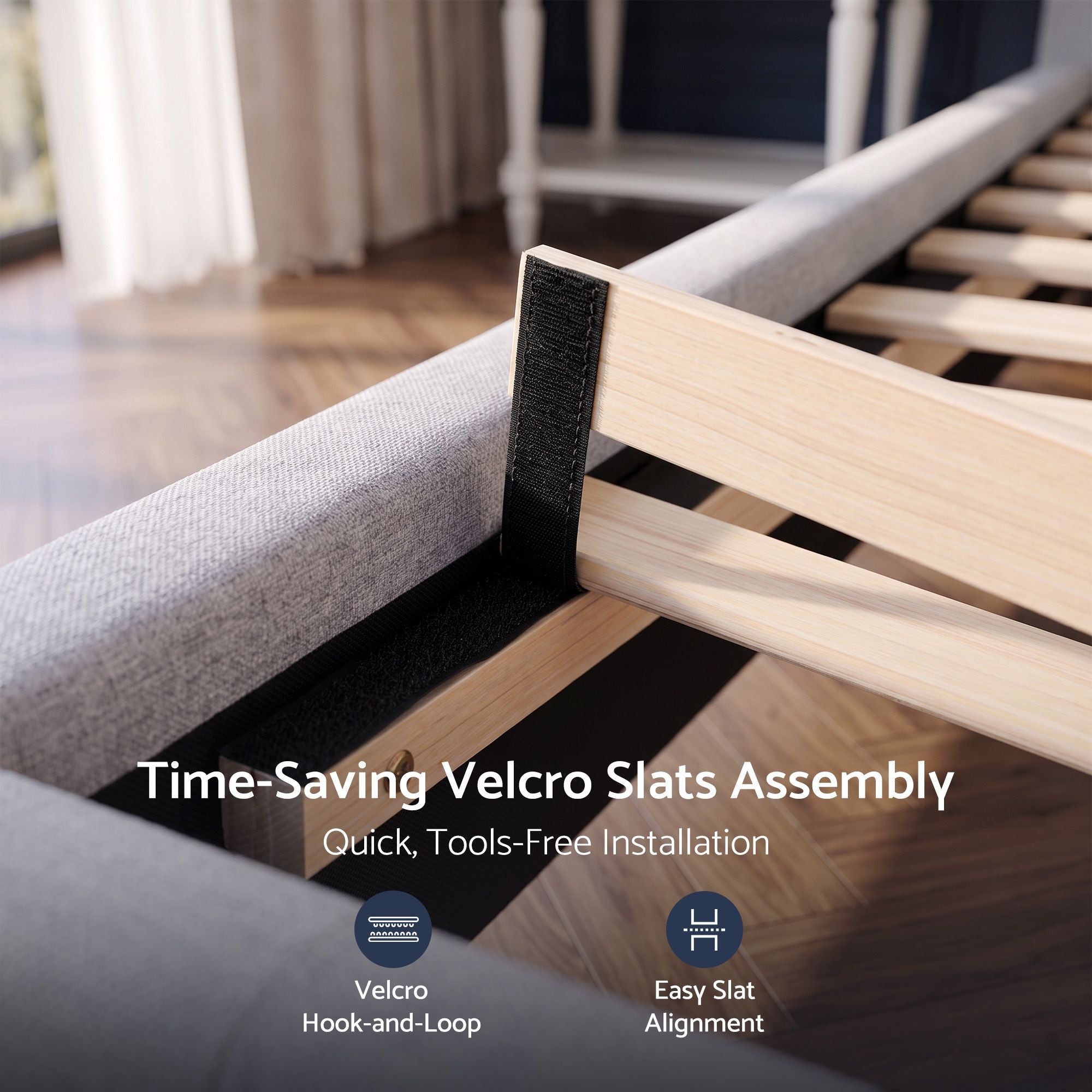 Artiss Tufted Double Bed Frame with Plywood Slats – Grey