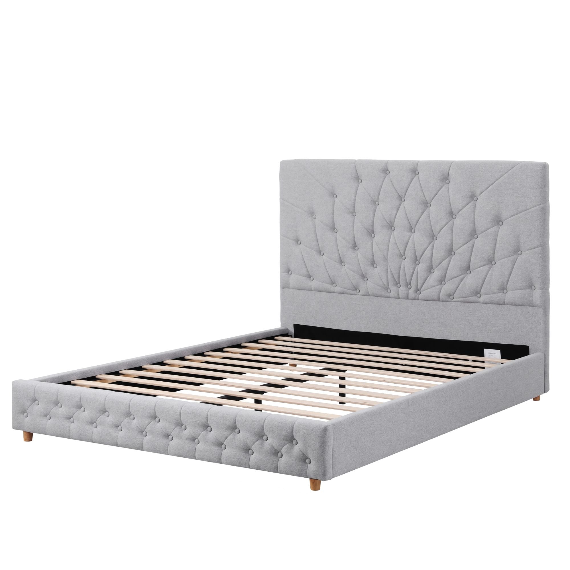 Artiss Tufted Queen Bed Frame with Plywood Slats – Grey