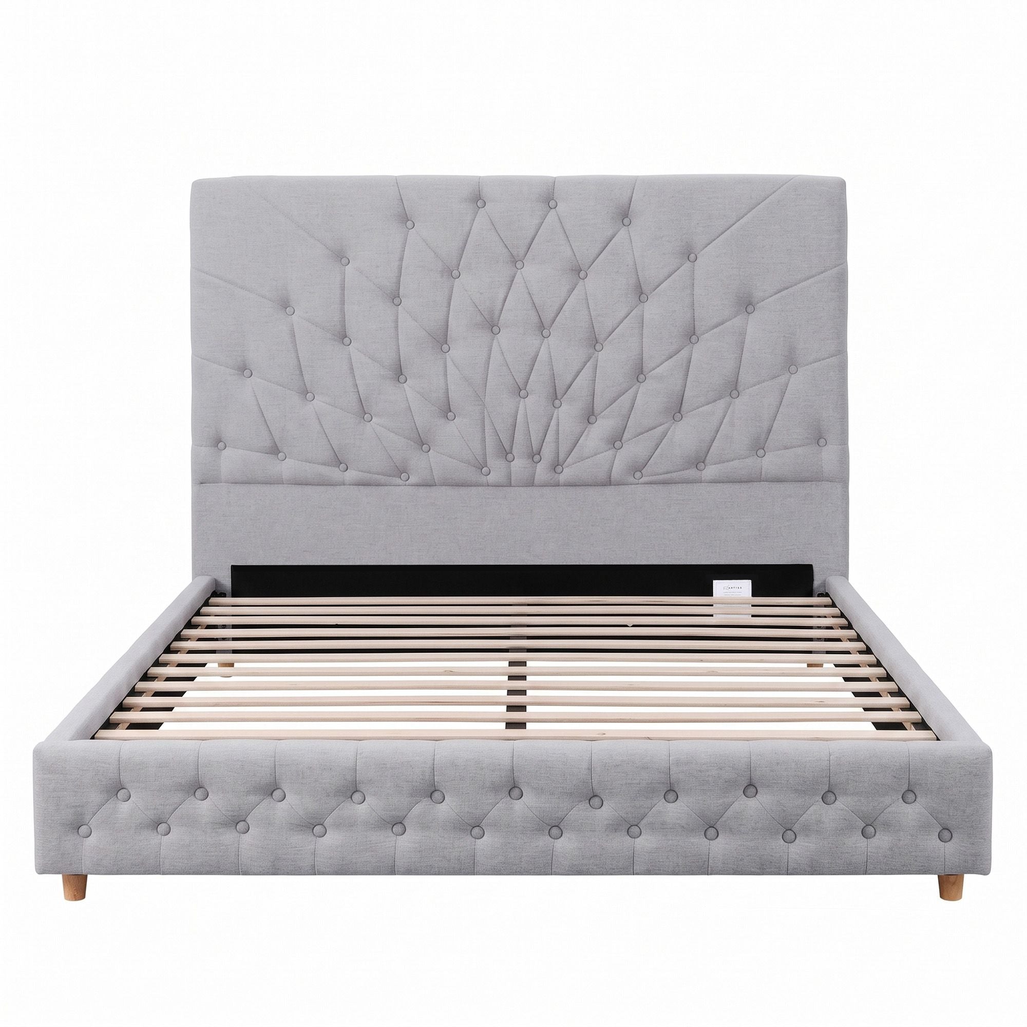 Artiss Tufted Queen Bed Frame with Plywood Slats – Grey