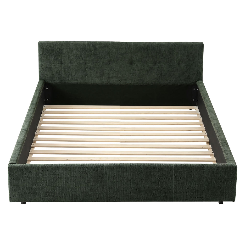 Artiss Chenille Double Platform Bed Frame – Green