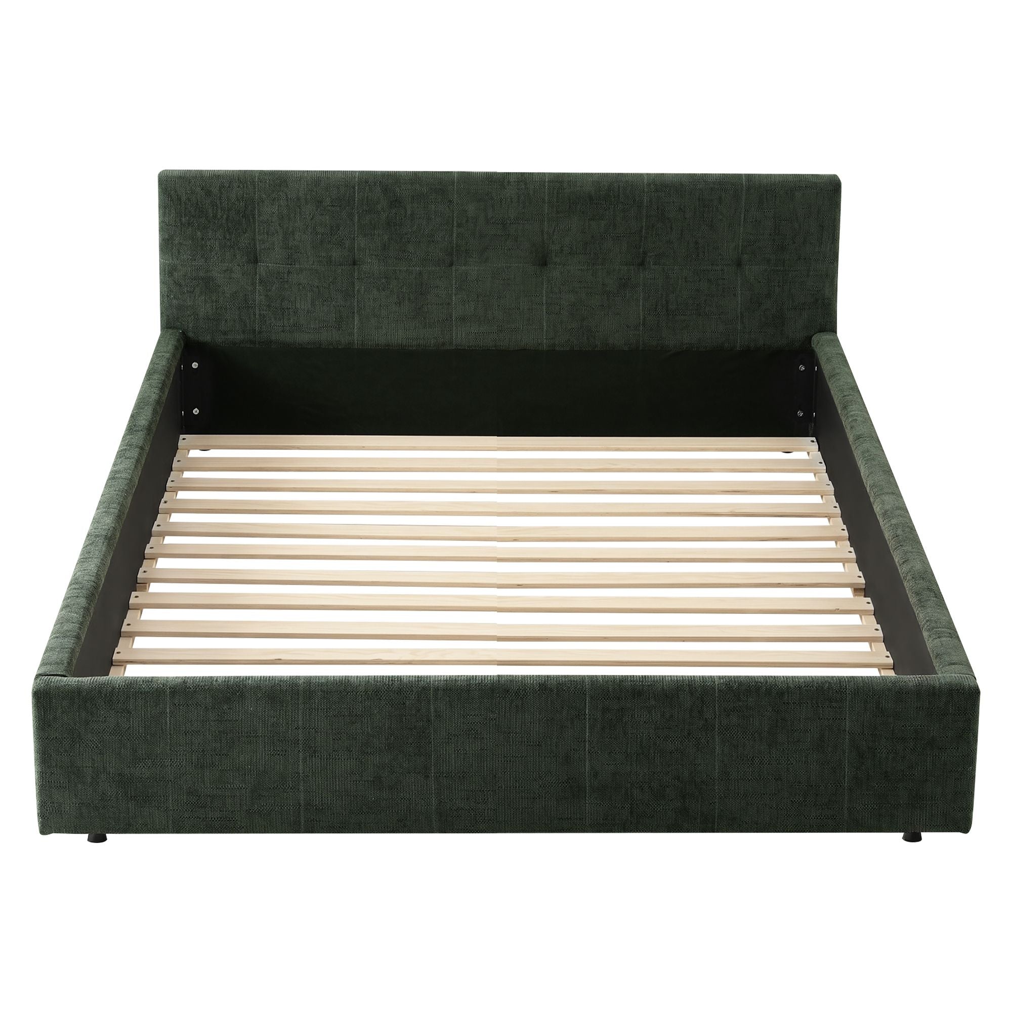 Artiss Chenille Double Platform Bed Frame – Green