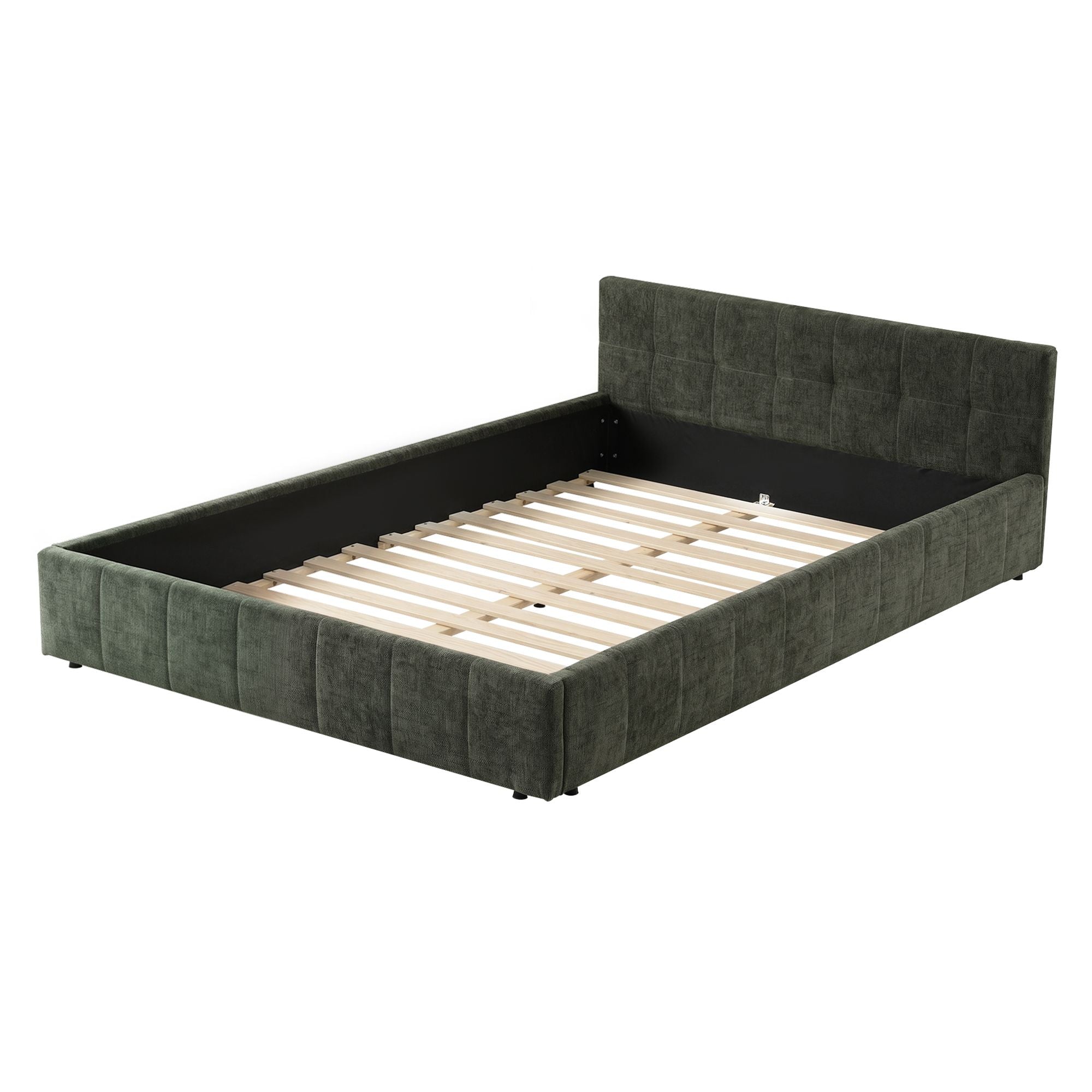 Artiss Chenille Double Platform Bed Frame – Green