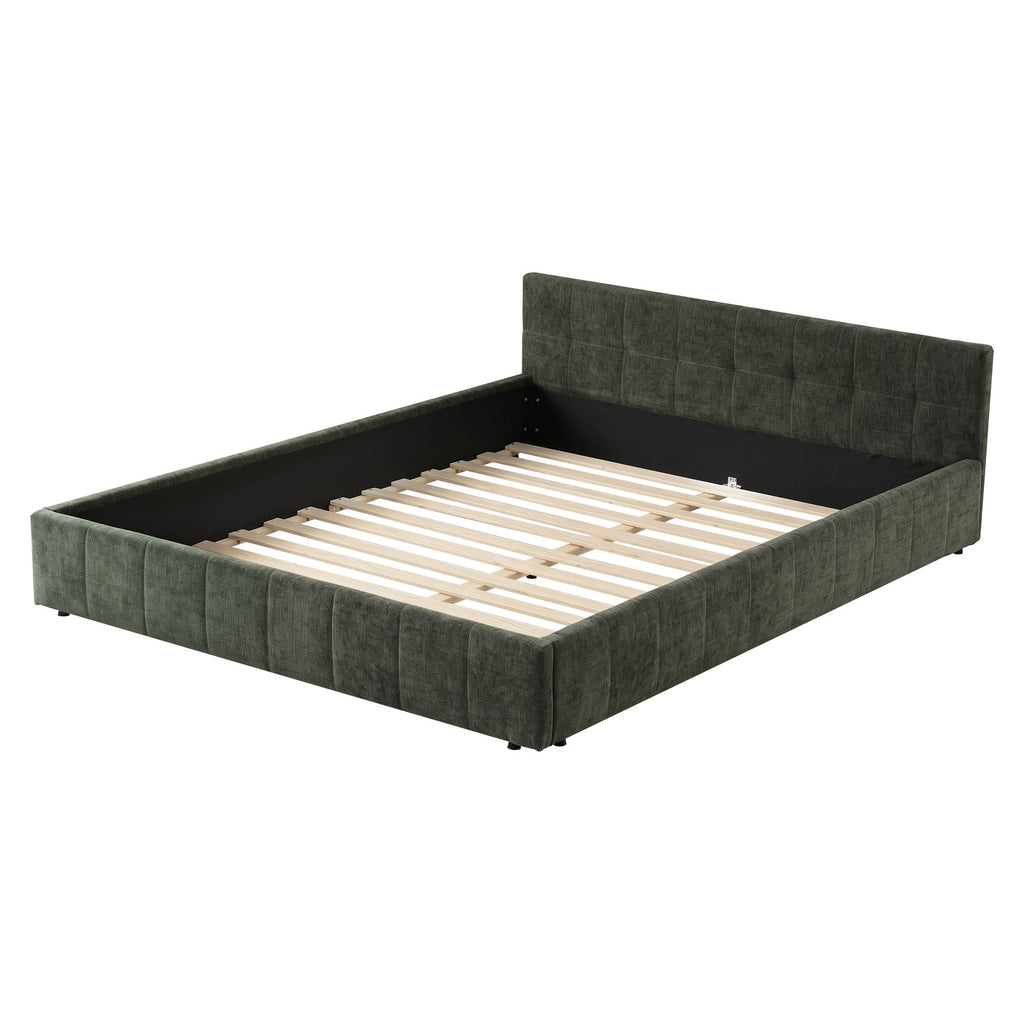 Artiss Chenille Queen Platform Bed Frame – Green