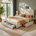 Artiss Double Bed Frame with Charging Station and 3 Drawers – Beige